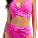 COCOPEAR Two Piece High Waisted Swimsuits for Women Tummy Contro Bikini Sets Adjustable Shoulder Straps Bathing Suit 2025, Size: XL