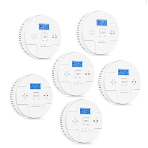 6 Packs,2 in 1 Technology, Smoke,Carbon Monoxide Detector, Co Alarm,85db Alert,LCD Readout,3 Color LED Indication,(Green Light Blinking at Work), with 3 AA Batteries,Easy Install,for Home and Kitchen