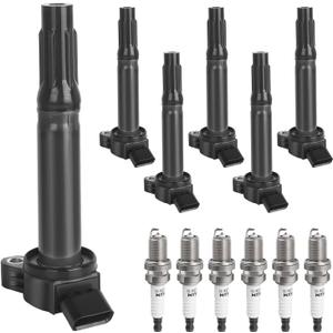 Ignition Coil Pack Spark Plugs Replacement for 3.5 V6 Toyota Sienna Avalon Camry Highlander Rav4 Venza Lexus RX350 ES350 RX450h 2007 2008 2009 2010 2011 2012 2013 2014 2015, 90919-A2007, UF487, 6pc