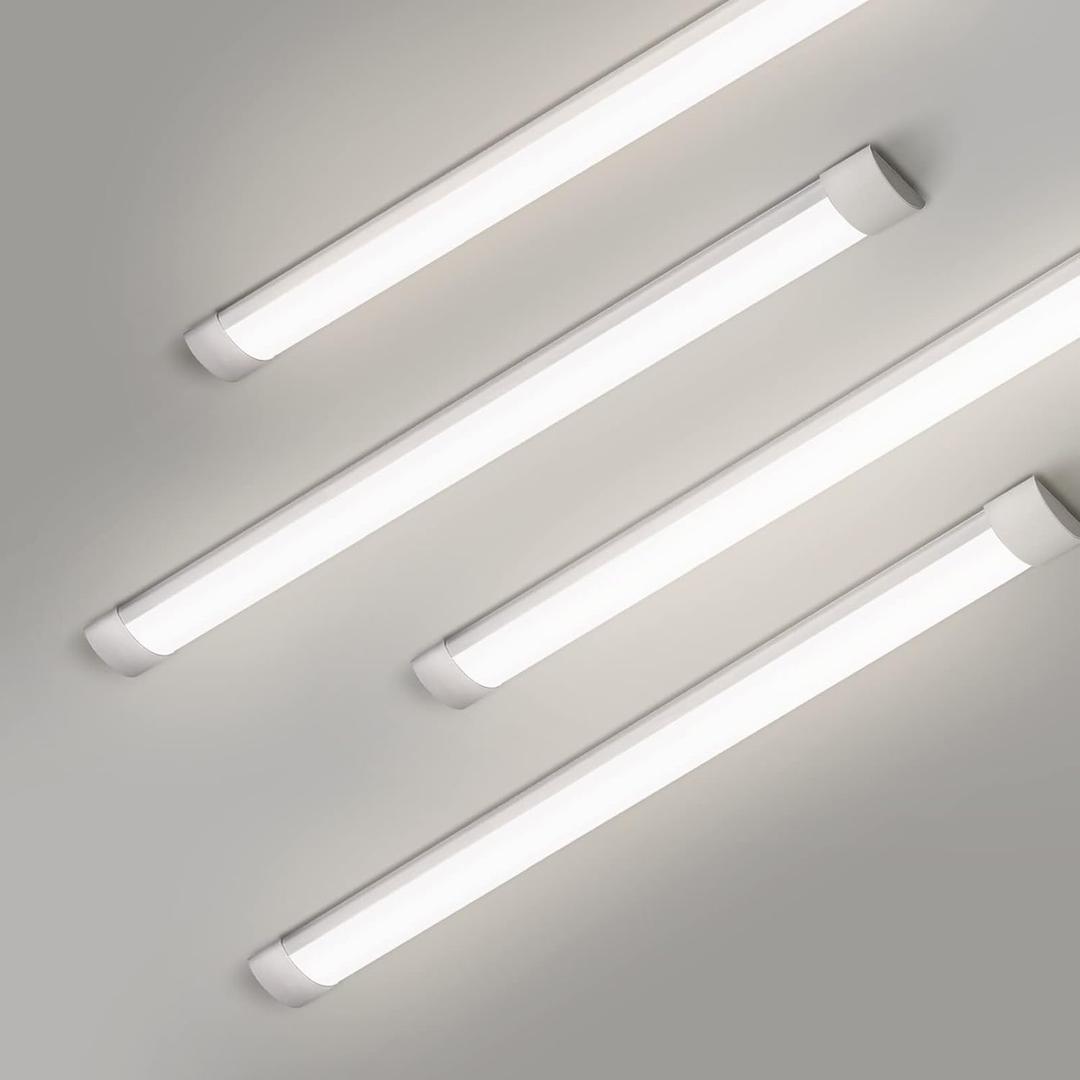 4 Packs 4FT LED Batten Light, Ultra-Thin Slim Ceiling Surface Mounted Light, 40W, 4000K, IP20, LED Ceiling Lamp for Garage, Shop, Hallway, Office, Market