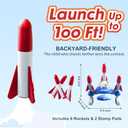 cxjoigxi Rocket Launcher for Kids, Rocketship Toy, 6 Foam Rockets and 2 Launch Pads, Soars Up to 100 Feet, Fun Outdoor Toys Outside Games, Birthday Gifts for Boys Girls Ages 3 4 5 6 7 8 9 10 Years Old
