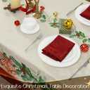 Romanstile Christmas Jacquard Rectangle Tablecloth 60 x 84 Inch - Winter Xmas Holly Bell Table Cloth, Heavy Weight Vintage Damask Fabric Table Cover for Holiday, Party, Dinner Decor (Green)