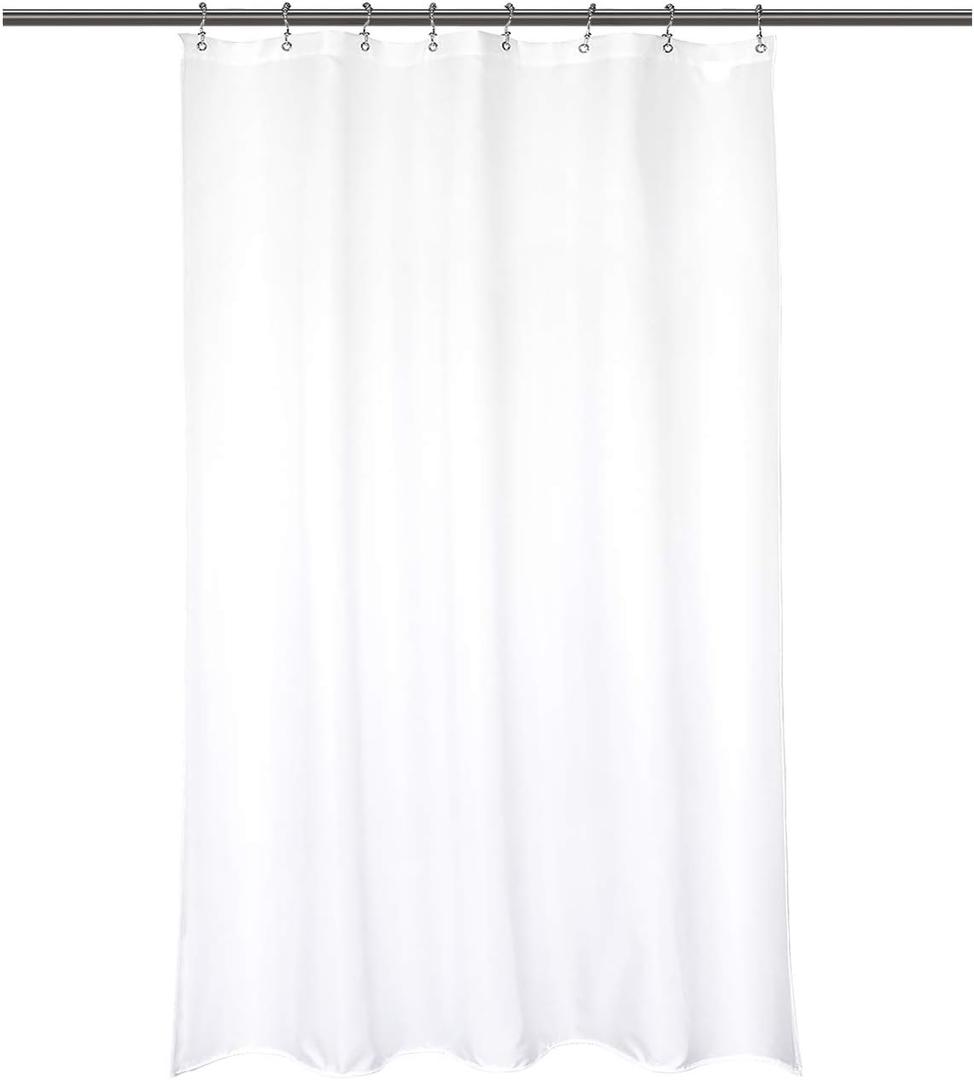 Barossa Design Waterproof Fabric Stall Shower Curtain Liner Microfiber 48" W x 72" H - Hotel Quality, Machine Washable, White Shower Liner for Bath Tub, 48x72