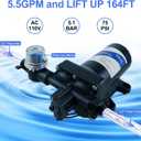 Tdrsuper Water Pressure Booster Pump, 110V AC Water Diaphragm Pump, 5.5GPM 75PSI with Power Plug, Self Priming RV Water Pump for Home Kitchen Bathroom RV Marine Yacht Garden Hose Black