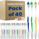 40 Toothbrushes Bulk Wholesale Quantity Standard Size, Dental Care Toiletries, Medium Soft Bristles, Individually Wrapped, Homeless Care, Disposable Use, Hotels, Travel,
