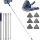 Wall Cleaner Mop with 82" Extendable Handle, 360 Rotating Head & 90 Flip, Microfiber/Chenille Pads, Built-in Squeegee for Ceiling, Wall, Baseboard and Window Cleaning