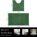 Bathroom Rugs Chenille Bath mat 2 Piece Set, Super Absorbent, Strong PVC Non Slip Backing, Bath mats for Bathroom, Plush Shaggy, Thick, Machine Washable, Bathtub, Toilet.(Bronze Green), 20''x20''U-Shape+20''32''