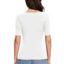 Amoretu Women's 2025 Ruched 1/2 Sleeve T-Shirts Square Neck Fitted Going Out Tops (White, XL)