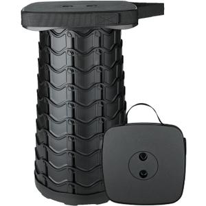 Boreeman Upgraded Collapsible Stool, Square Portable Stool, Lightweight Yet More Sturdy with Load Capacity 400lbs, Perfect for Camping Fishing Hiking BBQ (Square Black) (1 Pack)