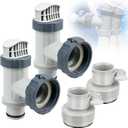 Pool Plunger Valve & 1.25" to 1.5" Type B Hose Adapter, 2-Pack Replacement Kit Compatible with Intex Above Ground Pools, On/Off Shut-Off Valve and Hose Converter for Sand Filter Pump