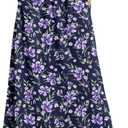 Women's Flowy Maxi Skirts Elastic High Waisted Casual A-Line Long Skirt with Pockets 2025 Trendy (Medium, Blue Purple Flo)