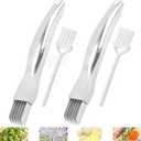 Shred Silk the Knife, 6 Sharp Blades Stainless Steel Chopped Green Onion Knife Kitchen Food Slicer Gadgets (2 Sets)