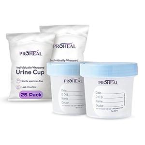 Sterile Urine Specimen Cups with Lids (100PK) - 4 oz. Sample Urine Cups for Specimen Collection - Individually Wrapped Urine Cups for Testing - Stool, Semen Analysis, and Pee Cup