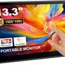 Industrial Touchscreen Monitor 13.3 inch, FHD 19201080 IPS Laptop Touch Monitor HDMI VGA Display Support VESA Mount Compatible with Laptops PC Mac (13.3 Inch)