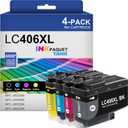 LC406XL High Yield Ink Cartridges Replacement for Brother LC406XL Ink Cartridges use with MFC-J4535DW MFC-J4335DW MFC-J5855DW MFC-J6555DW Printer (BK/C/M/Y, 4 Pack)