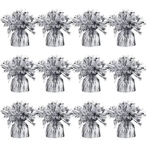 Silver Balloon Weights, Heavy Balloon Weight Pack of 12 Metallic Foil Weights for Balloons, Birthday Party & Wedding Table Centerpiece Ballon Weight 4.8 DIY Ballon Weights for Helium Balloons
