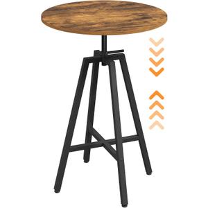 YATINEY Bar Table, Height-Adjustable Round Pub Table, 23.6"L x 23.6"W x 28.9"-37.4"H