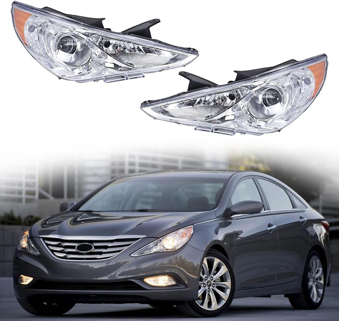 GXYWADY Passenger Driver Side Headlights Assembly Replacement for Sonata 2011 2012 2013 2014 Headlights Pair Front Lights Left and Right Side