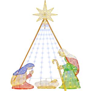 6ft Outdoor Pre-lit Nativity Set - Lighted Christmas Scene with 228 LED Lights - Weather Resistant and Quick Assembly