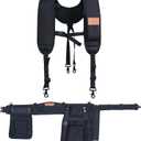 Perkins Builder Brothers Essential Tool Belt Set With Suspenders, Ideal for Framers, Carpenters and Contractors, Medium Size, Black