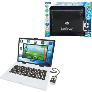 Lexibook, Bilingual and Educational Laptop Spanish/English, Toy for Children, 180 Activities to Learn, Play Games and Music, Large and Colored Screen, Black/White, JC899i2