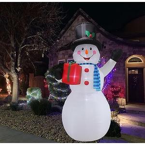 10Ft Tall Giant Christmas Inflatable Snowman with Gift Bag, Build-in led Lights, Outdoor Indoor Holiday Decorations Blow up Lawn Inflatables Home Family Decor Yard Decoration