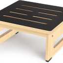 One Step Stool for Adults Seniors with Non-Slip Rubber Stepping Feet, Heavy Duty Platform Step Stools, 6.9 in Portable Bed Steps for High Beds for Bathroom, Bedroom, Kitchen & Kids Bedside Support (Light Wood)