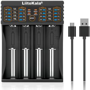 LiitoKala Lii-402 18650 Battery Charger,Smart Universal Charger LED Display for Rechargeable Batteries Ni-MH Ni-Cd AA AAA Li-ion IMR 18650 26650 18350 10440 14500 16340 26650 21700 RCR123A (Lii-402)