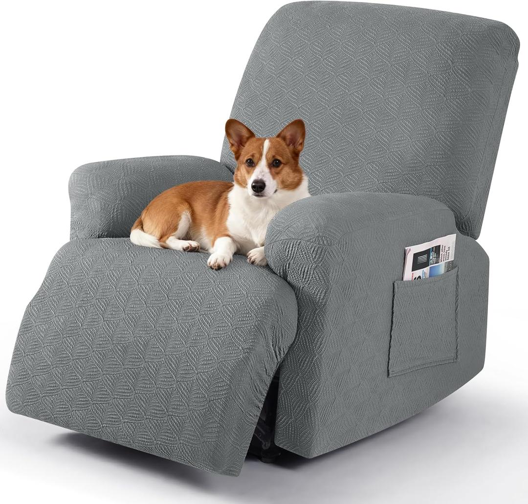 Timeles Recliner Covers Extra Wide Recliner Chair Covers Reclining Couch Covers Sofa Slipcovers Stretch Soft Washable (Single-Seater Oversized, Light Gray)