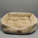 Rectangle Cat Dog Bed for Pets Indoor Outdoor Machine Washable Sleeping Sofa Non-Slip Bottom Soft Puppy Bed Durable Orthopedic Calming Pet Cuddler (Medium, Coffee)