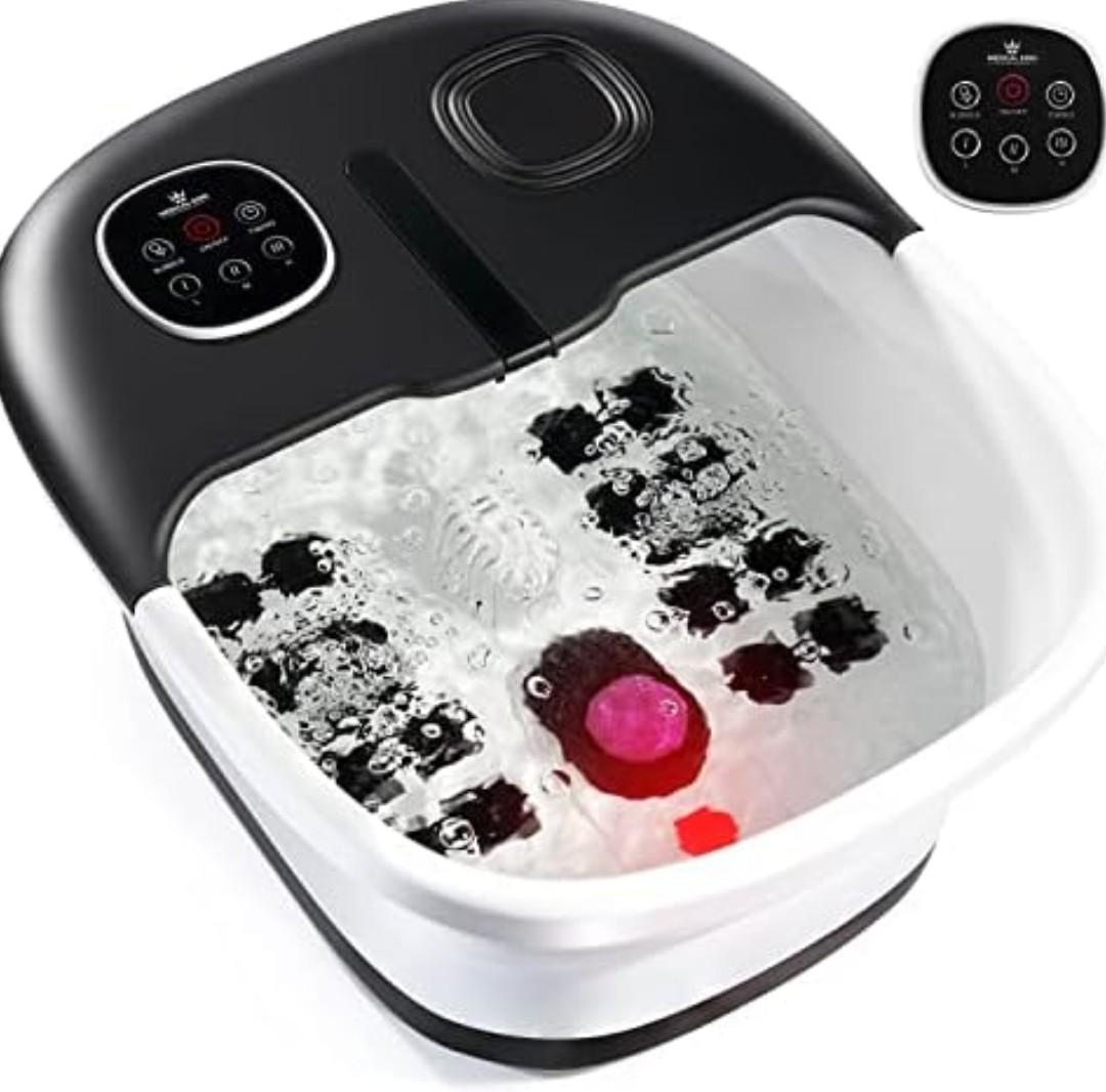 Medical king Foot Spa with Heat and Massage and Jets Includes A Remote Control A Pumice Stone Collapsible Massager with Bubbles and Vibration