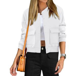 ANRABESS Women Cropped Bomber Jacket 2025 Fashion Casual Trendy Varsity Y2k Jackets Fall Outfits (Small, White)