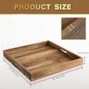 MAONAME Extra Large Square Ottoman Tray, 22" Acacia Wood Serving Tray for with Handles, Farmhouse Wooden Decorative Trays, Coffee Table Trays for Living Room, Countertop, Charcuterie