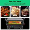 Chefman Electric Panini Press Grill, Compact 2-Slice Sandwich Maker, Non-Stick Coated Plates, Opens 180 Degrees, Dishwasher Safe, Removable Drip Tray, Stainless Steel/Black