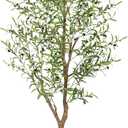 FEELEAD 6FT Faux Olive Tree, Large Olive Trees Artificial Indoor with Natural Wood Trunk & Lifelike Leaves, Tall Artificial Olive Tree with Pot for Home Office Living Room Decor