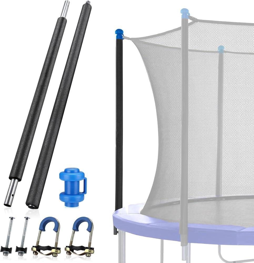 MSSVIGING 1 Lower, 1 Upper Trampoline Replacement Poles, Fit for 10'-16' Trampoline Frame, Universal Enclosure Straight Net Pole with Foam Sleeves and Hardware