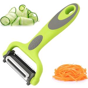 Kitchen Vegetable Peeler, Fruit Carrot Zucchini Cucumber Vegetable, Y Vegetable Peeler 3-in-1 Serrated Blade and Standard Blade Rotation Design, Non-Slip Grip (Large)
