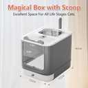 Upgraded Fully Enclosed Cat Litter Box with Lid, Covered Cat Box Enclosure, Anti-Splashing Easy to Clean Kitty Litter Boxes with Drawer, 3 Modes can Use from Kitten to Adult(White&Grey)