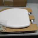 Mayfair Padded Toilet Seat, Cushioned Soft Vinyl over Wood Core Seat, Secure Hinges, Easy Clean, Made in USA, Elongated, White