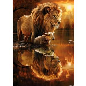 Wooden Puzzles Jesus and Lion The Lamb 1000 Pieces Adult Educational Jigsaw Puzzle Props Home Decor Color Fun Games 20x28in, 19.69x27.56in