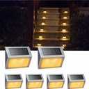 XLUX Solar Lights for Steps Decks Pathway Yard Stairs Fences, LED lamp, Outdoor Waterproof, Warm Light, 6 Pack