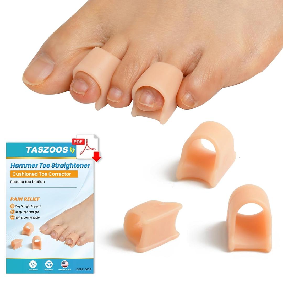 Hammer Toe Straightener Corrector for women & men- 6 Pcs Gel Toe Splint Relief for Bunion, Claw, Crooked, Hammer, Broke Support - 3 Different Sizes (S/M/L)