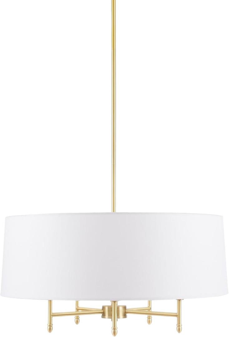 Hampton Hill Presidio Chandelier for Dining Room, 5-Light Chandelier for Entryway with Adjustble Height, Sloped Ceiling Compatible, Modern Chandelier Light, 24" W, Gold/White