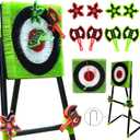 Family Axe Throwing Game for Backyard Fun | Safe Bristle Target Set with 4 Axes & 4 Darts for Kids & Adults | Lightweight & Portable for Carnival, Camping, Party and Indoor/Outdoor Games (green)