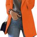 FLITAY Womens Long Sleeve Solid Color Blazer Open Front Slim Fit Work Jackets Coat (Large, Orange)