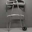 Drive Medical 10210-1 2-Button Folding Walker with Wheels, Rolling Walker, Front Wheel Walker, Lightweight Walkers for Seniors and Adults Weighing Up To 350 Pounds, Adjustable Height, Silver
