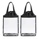 Clear Makeup Bags, TSA Approved Toiletry Bag for Traveling, Clear Travel Bag for Toiletries, Waterproof Transparent Cosmetics Bag Organizer for Women Men, Carry on Airport Airline Compliant Bag (2PCS) (Medium, 8-Black with Drawstring)
