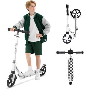 Nattork Kick Scooter for Kids 6+ Years Teens Adults - 220LB Weight Capacity, Front Shock Absorber and Adjustable Handlebar - Smooth Ride with 8" Sturdy Wheels, Ideal for Outdoor Sports