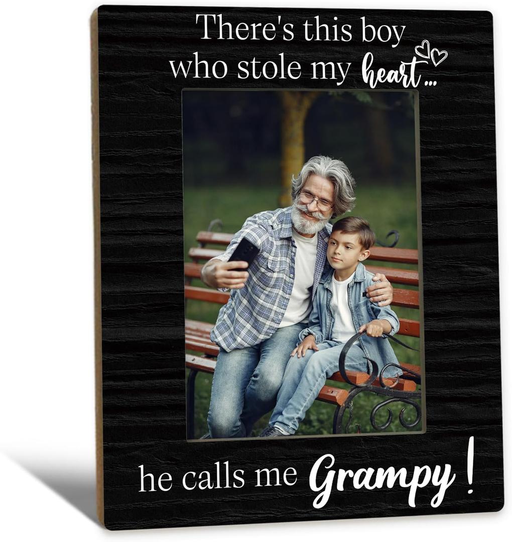 2 x Beliran Grampy Gifts Picture Frame 5x7, Grampys Photo Frame, Christmas Birthday Gifts for Grampys Grandpa from Grandson, He Calls Me Grampy Black Wooden Picture Photo Frames for Desk Home Room Decor