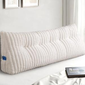 Headboard Pillow Queen, Triangular Wedge Pillow Headboard Queen, Cushion Headboards Reading Pillows, Backrest Pillows for Sitting in Bed or Working with Removable Cover, Beige